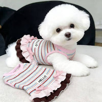 Knit Dog Vest Dress Ruffles Ruffle Pet Dress Ruffled Trim for Summer, Small Dogs