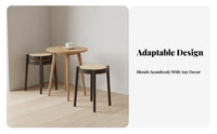 Stackable Round-Top Stool Mortise and Tenon Joint Stackable Woven Top Stool