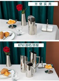 不锈钢果汁壶调酒吧台水扎壶冰冻直身酒吧隔冰壶冷水壶壸果盆水果
