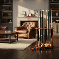8-Hole Cue Holder Solid Wood Game Room Storage Easy to Organize