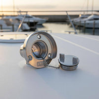 Mirror Polished Stainless Steel Deck Fill Cap Waterproof Boat Water Fill Port Easy to Install Boat Deck Cap with Retaining Chain for RV Owners