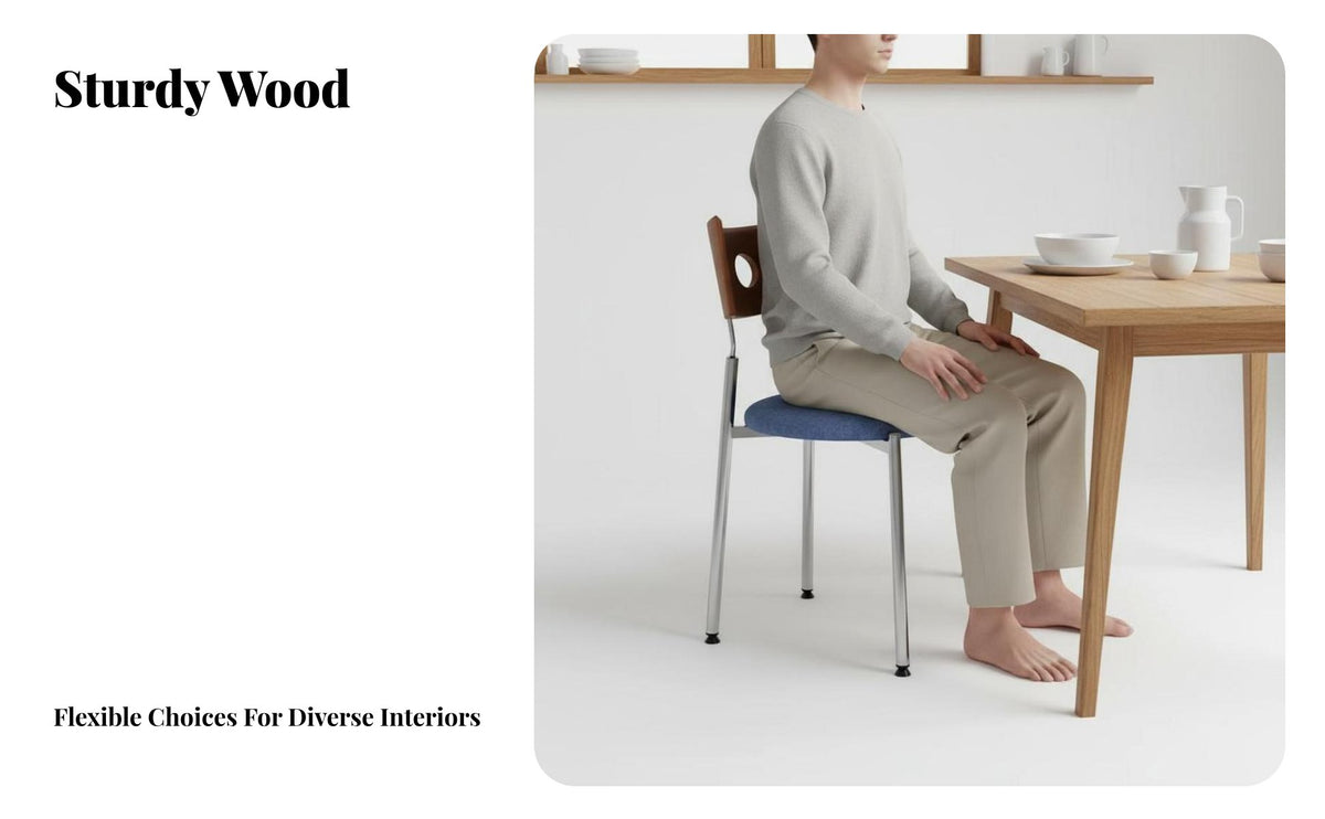 Sturdy Construction Wooden Backrest Chair Ergonomic Design Retro Kitchen Chair Cutout Back Feature Household Furniture High-Density Foam Cushion for Small Apartment Dwellers, Restaurant Owners, Homeowners, Living Room, Home Office