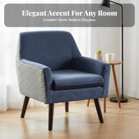 Nordic Aesthetic Upholstered Armchair High Backrest Upholstered Armchair with Wood Legs Mid-Century-Century Modern Design Single Sofa Thickly Cushisingled for Homeowners, Interior Designers, Study Room, Bedroom, Hotel Lobby, Reception Area