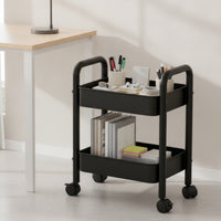 Multi-Tier Rolling Storage Cart Compact Metal Utility Cart with Wheels Freestanding Rolling Storage Rack Sturdy for Kitchen, Small Areas, Living Room