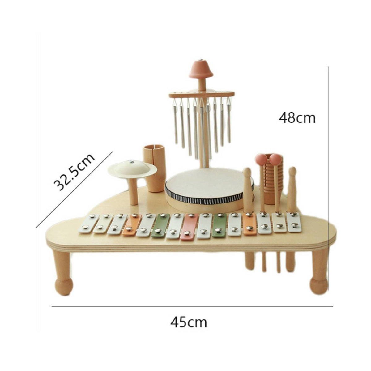 Multifunction Percussion Toy Portable Wooden Xylophone Table Early Learning
