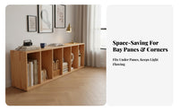 Solid Wood Bay Window Cabinet Sturdy and Long-Lasting Low Profile Bookcase Strong Load-Bearing Japanese Design Storage Shelf Space-Saving for Office Workers, Book Lovers, Homeowners, Living Room, Bedroom, Study, Playroom