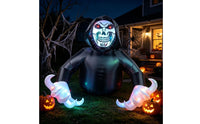 Halloween Inflatable Grim Reaper Scary Grim Reaper with Skull Face Spooky Hooded for Lawn, Porch