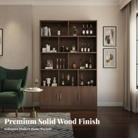 Standing Beverage Cabinet Solid Wood Construction Floor Standing Storage Unit Large Capacity Modern Display Hutch for Collectors, Homeowners, Home Bar
