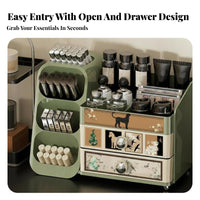 Multi-Compartment Makeup Box Keeps Tidy Cosmetics Holder long-makeup organizering for Students