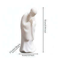 White Porcelain Monk Statue High-Temperature Fired White Porcelain Statue Handmade Craft Ceramic Monk Sculpture for Meditation Lovers, Study Room