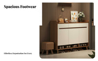 Solid Wood Footwear Storage Cabinet Space-Saving Design Entryway Storage Cabinet Sturdy Construction Modern Shoe Rack with Doors for Hallway