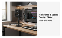 Heavy Duty Steel Construction Adjustable Studio Monitor Stand Stable Base Adjustable Height Speaker Stand Space Saving Design Audio Equipment Accessory Anti-Vibration Pads for Music Producers, DJs