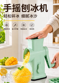 跨境专供手动滚筒式绵绵冰刨冰碎冰机家用小型手摇滚筒沙冰碎冰机