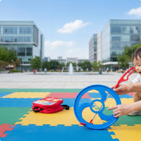 Hoop and Toy Screen Fun Rolling Hoop Game Promotes Hand-Eye Coordination Push Wheel Toy for Kids, Outdoor, Park, Playground