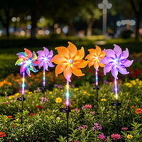 5 Pieces Rotating Solar Pinwheel Lamp Easy to Install Outdoor Decoration