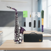 Brass Alto Sax with Case Engraved Alto Saxophone Kit Curved E-Flat Saxophone Sturdy for Beginners