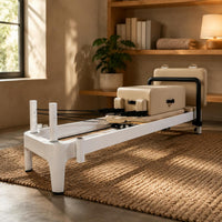 Pilates Reformer Padded Upholstered Pilates  Bed Portable Exercise Machine for Studio, Home