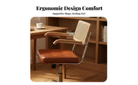 Rattan Back Swivel Chair Wear-Resistant Rattan Back Rolling Chair Easy to Clean
