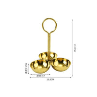 Circular Handle Serving Dish Polished Metal Condiment Tray Set Elegant Design
