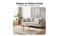 Japanese aesthetic Corduroy Settee Retro Sofa space-saving Living Room Furniture Minimalist for Apartment Dwellers, Interior Design aficionados, Young Adults, Studio Flat, Lounge Area, Bedroom, Home Creamice