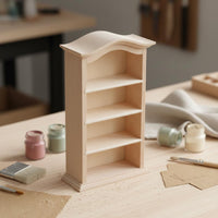 Dollhouse Bookcase Cabinet and Miniature Arched Cabinet Educational Play Arched Top Bookshelf