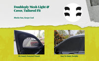 Car window sun & cover, mesh shield cover, sunlight protection, heat insulation, privacy screen for SUVs & sedans