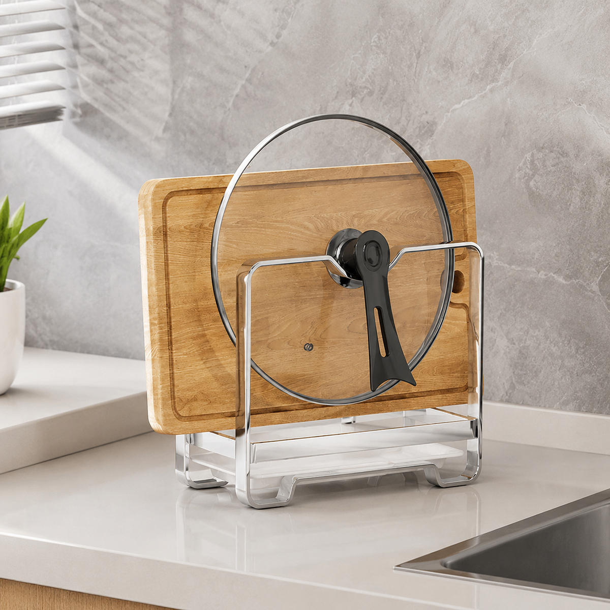 Lid Stand, Frying Pan Rack, Lid Storage Rack, Cabinet Storage, Stove Side Rack, Organization, Space-saving