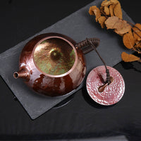 Hammered Copper Teapot 300ml Kettle Heat-Colored Pot for Collectors