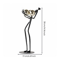 Sculpture with Golden Spheres Minimalist Cast Iron Sculpture Permanent Artistic Value Piece for Homeowners, Living Room