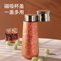 Pure Titanium Insulated Cup with Magnetic Lid, Double-Walled, Tea-Water Separation, Portable for Car and Travel