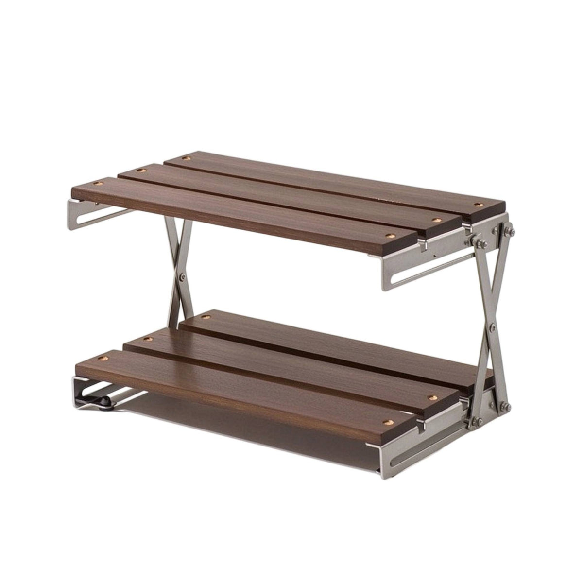 Desktop Storage Rack with Wood Shelf No-Installation Folding Shelf Low-Profile