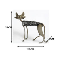 Figurine with Spring Body Bronze Cat Figurine Whimsical for Office, Entryway