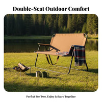 Two-Person Folding Bench Foldable Camping Chair Lightweight for Campers, Couples