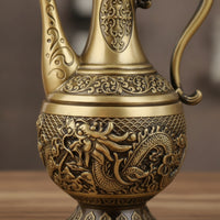 Beverage Ewer Ornament Brass-Colored Pitcher Embossed for Display Shelf