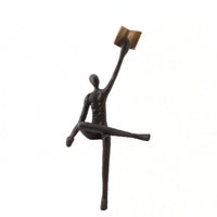 Human Figure Sculpture Shiny Metal Finish Textured Metal Sculpture Abstract Figurine for Bedroom