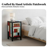 3-Drawer Colorful Cabinet Vintage visual American Country Nightstand space-saving Size for Renters