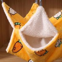 Double Layer Small Animal Hammocks for Cage, Padded Flannel Ferret Hammock, L Size 34x34cm Hanging Fleece Bed for Squirrel and Chinchilla Use