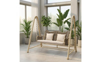 Comfortable Swing Bench with Cushion Freestanding Swing Bench Woven Loveseat Cushion Set Metal for Balcony