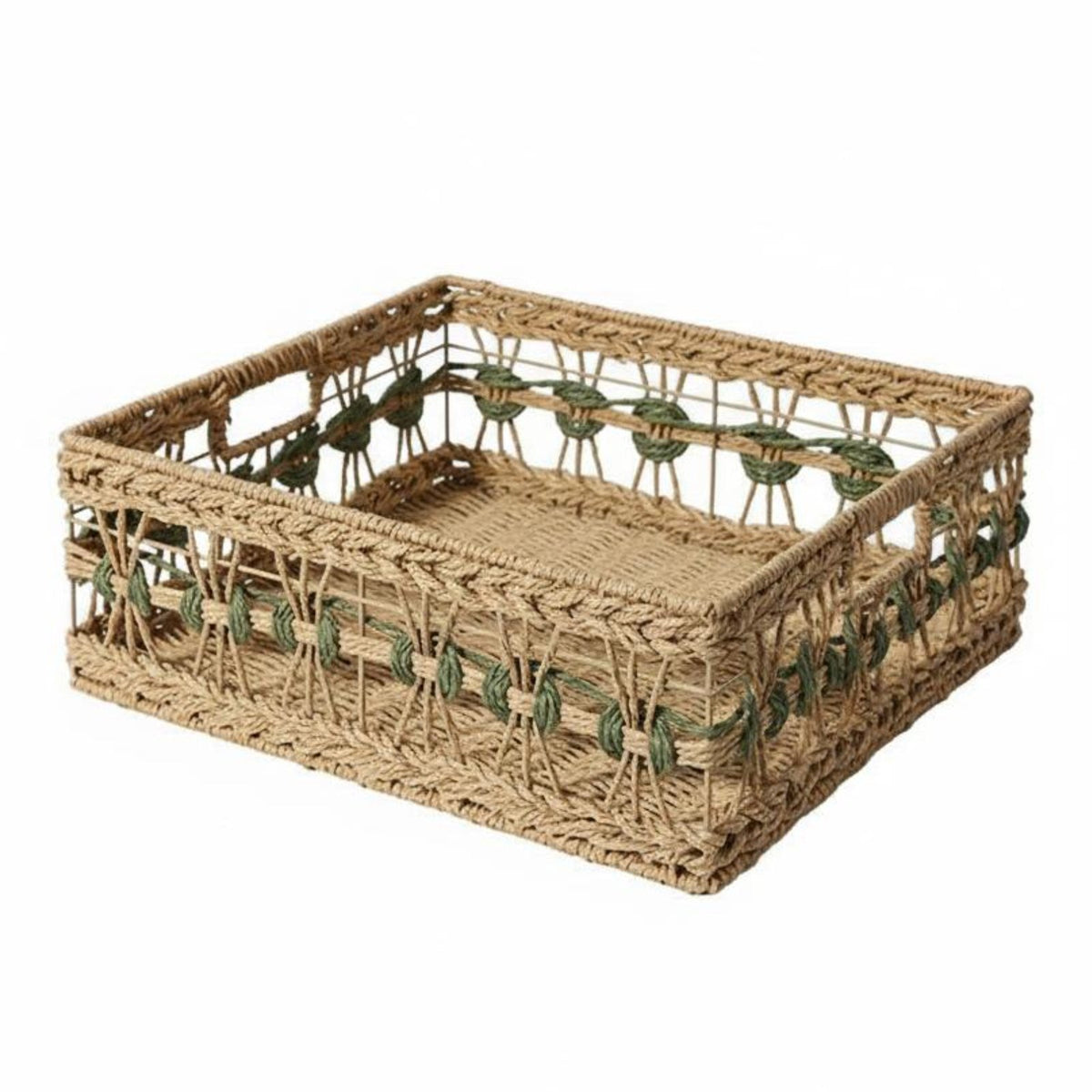 Woven Basket with Handles Handwoven Household Storage multi-functional for Bedroom