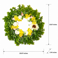 Multicolor Spring Door Wreath, 30cm Eucalyptus Blossom Artificial Wreath for Home Decor, Faux Flower Front Door Decoration