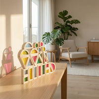 24 Pieces Blocks with Acrylic Inserts Child-Led Translucent Building Blocks Toy Natural Wood Open-Ended for Preschoolers