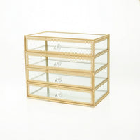 Vintage Jewelry Box with Drawers Transparent Glass Jewelry Box Compact Shockproof for Dresser