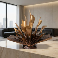 Golden Abstract Sculpture Lustrous Abstract Art Sculpture Decorative Statue for Interior Designers, Living Room, Entryway, Hotel Foyer