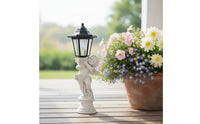 Resin Cherub Statue with Lantern Weather-Resistant Angel Statue with Lantern Dusk to Dawn Sculpture Sculpted for Patio, Lawn
