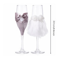 2 Pieces Clear Stemmed Champagne Flutes Glass Flute Pair for Couples