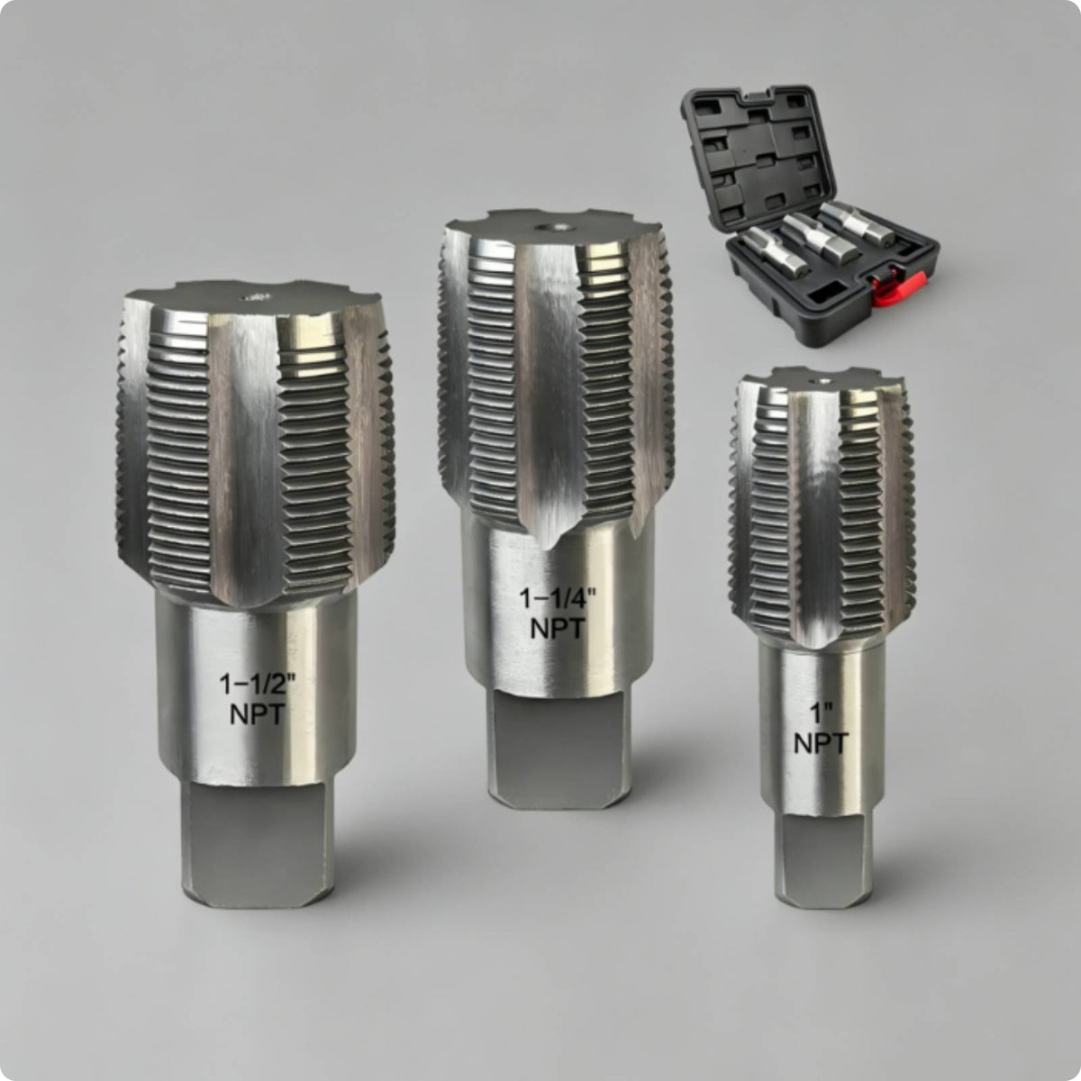 3 Pieces NPT Pipe Tap Set Metal Hex Shank Taps Precision