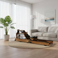 Foldable Wooden Rower Walnut Finish Water Rowing Machine Compact Folding Rowing Machine