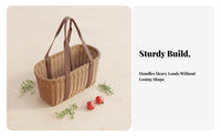 Imitation Rattan Basket Versatile Handled Market Basket Easy to Clean Household Storage for Shoppers, Gardeners, Shopping, Outdoor, Gardening