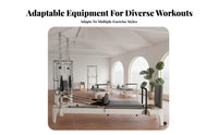 3-in-1 Design Pilates Premium Bed Adjustable Reformer Premium Combo Effortless Gliding Core Training Bed Stainless Steel Comp Single Nts for Fitness Professionals, Adults, Seniors, Full Body Workout
