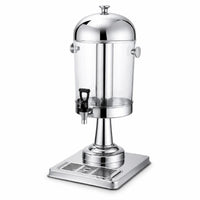 8 L Beverage Dispenser Polished Silver Finish Pedestal Beverage Dispenser Crystal Clear